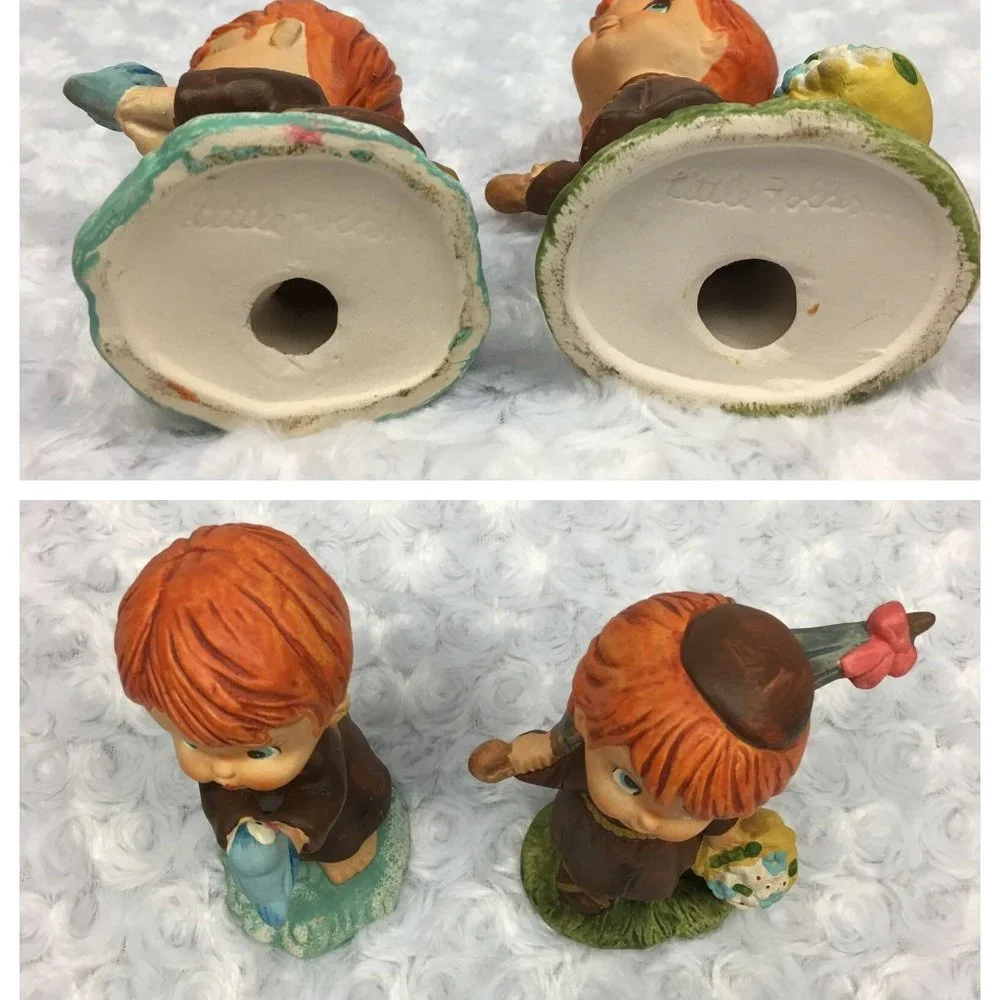 Vtg‎ Little Folks Monk Figurines Hand Painted